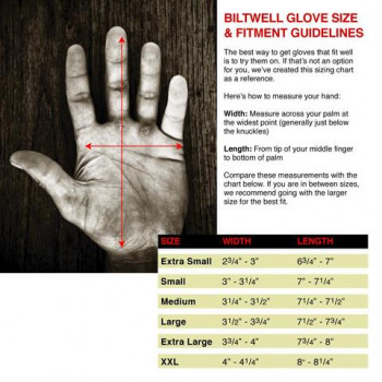 moto rukavice Biltwell red-black-white tabulka velikostí